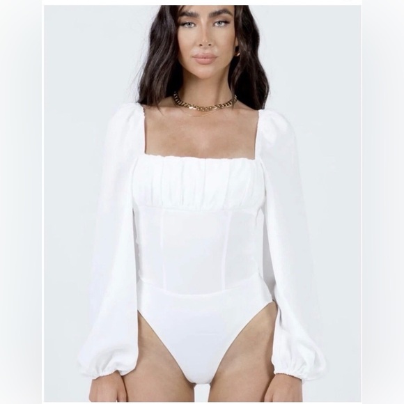 Princess Polly White Puff Sleeve Blouse - size 2 - Picture 4 of 10